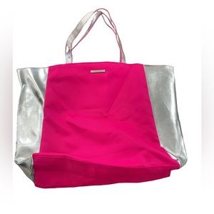 Clinique Hot Pink and Silver Tote